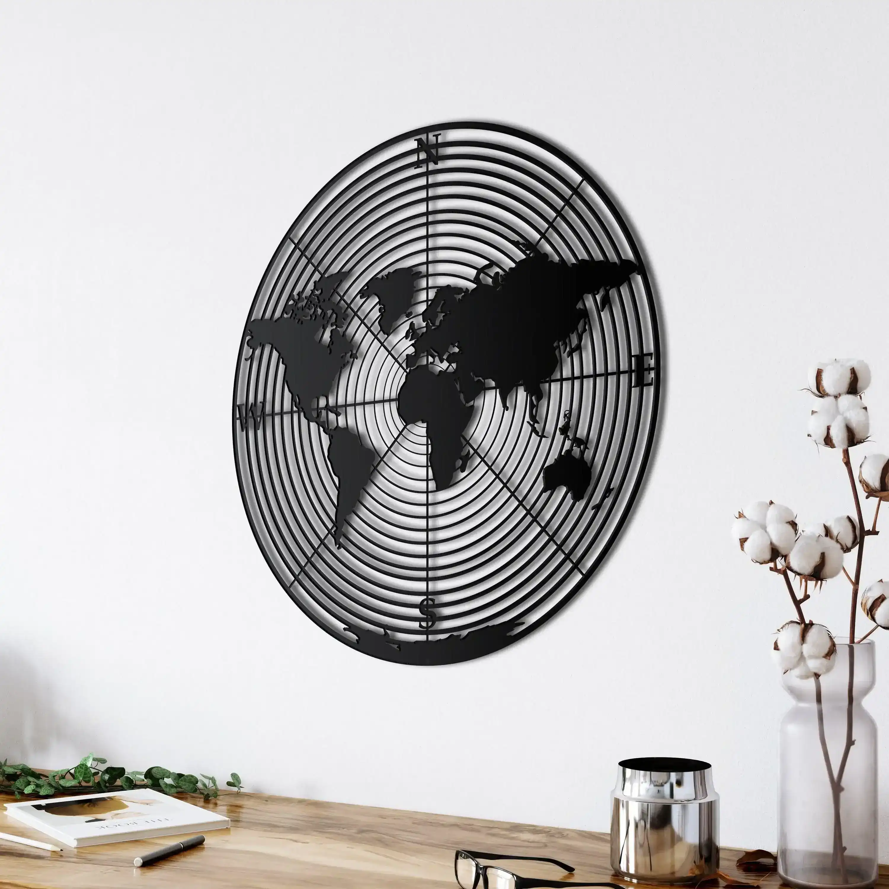 Round World Map Continents Metal Wall Art - Image 7