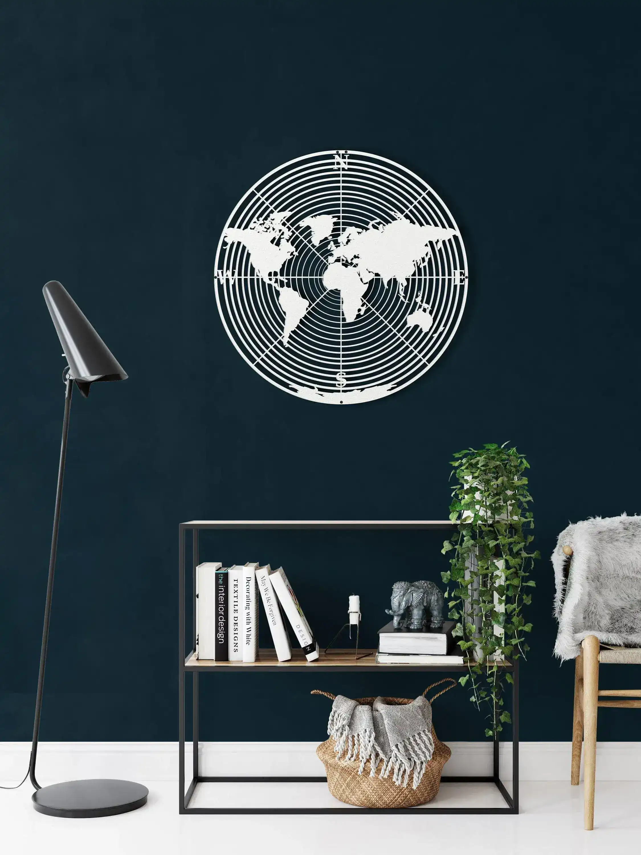Round World Map Continents Metal Wall Art - Image 8