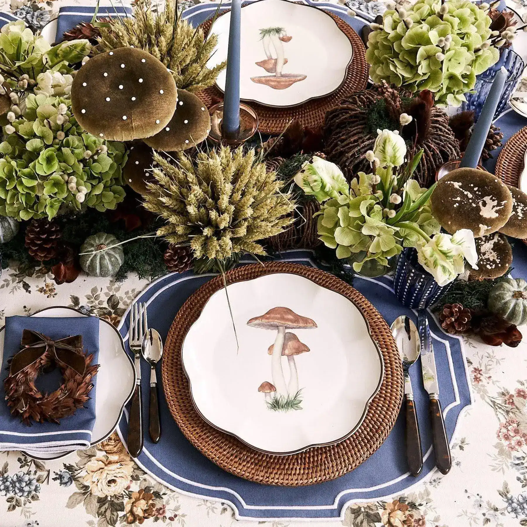 Royal Blue Embroidered Dining Placemats and Napkins Set - Image 9