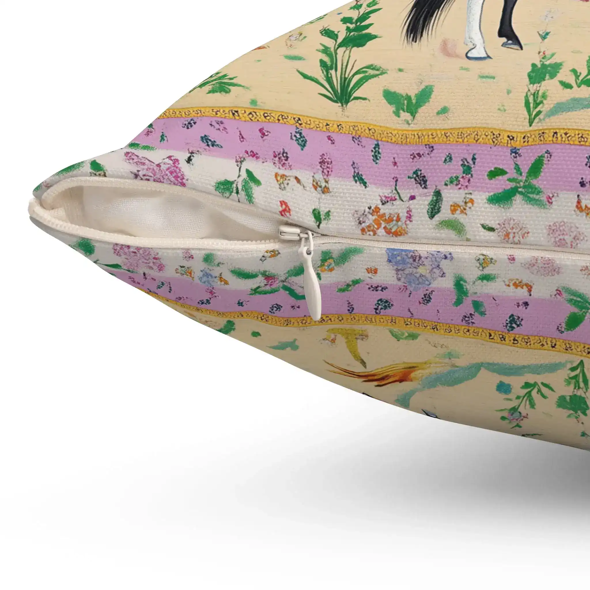 Royal Rider in Blossom Garden Throw Pillow - Image 3