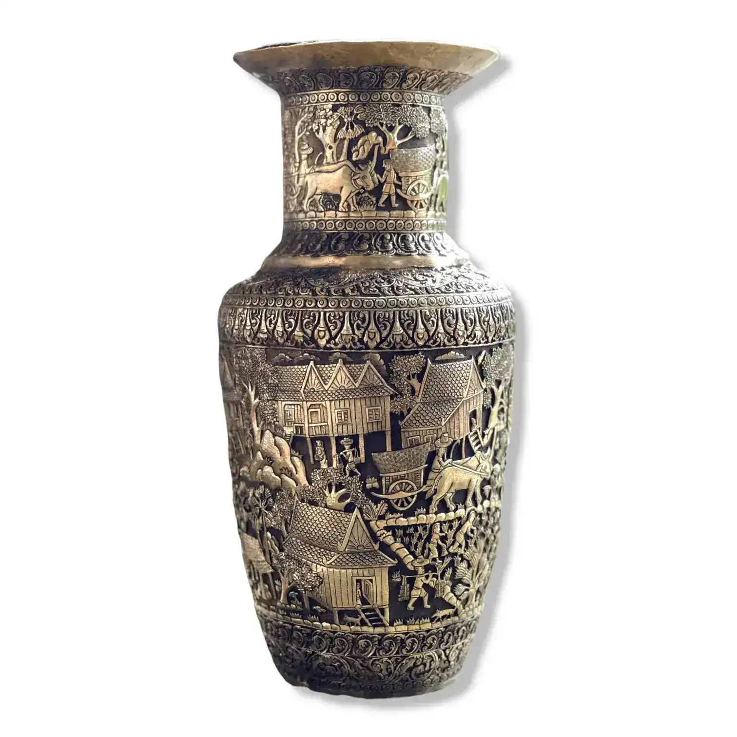 Royal Solid Brass Niello Flower Vase - Rural Khmer - Image 6
