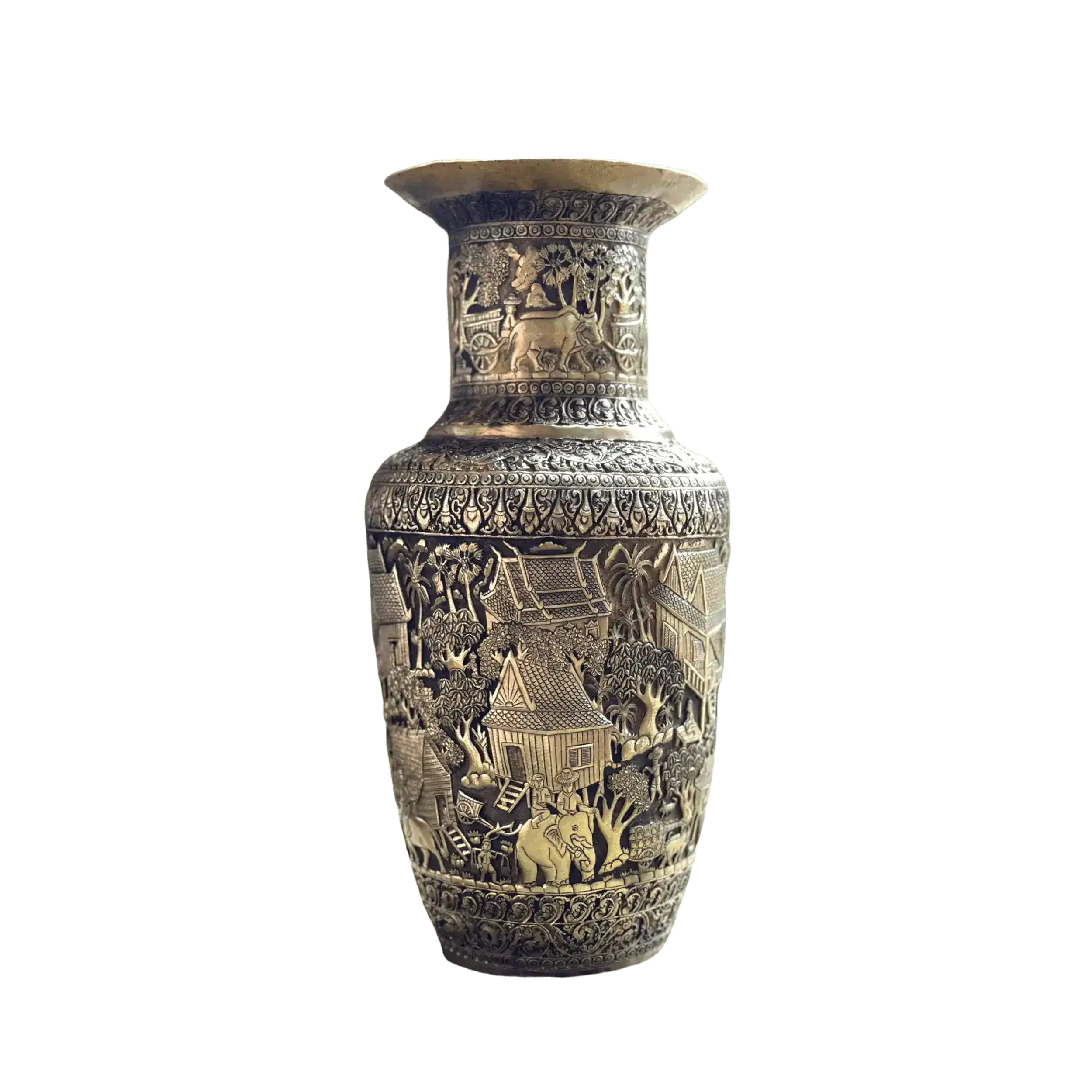 Royal Solid Brass Niello Flower Vase - Rural Khmer - Image 8
