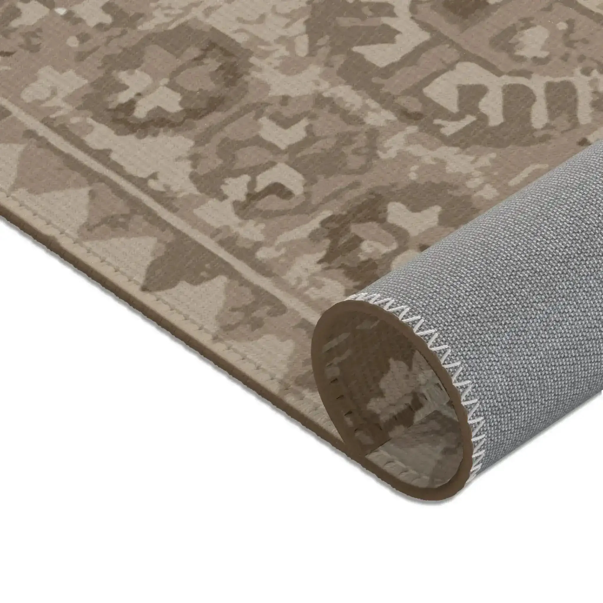 Rustic Brown & Beige Tribal Accent Rug - Image 7