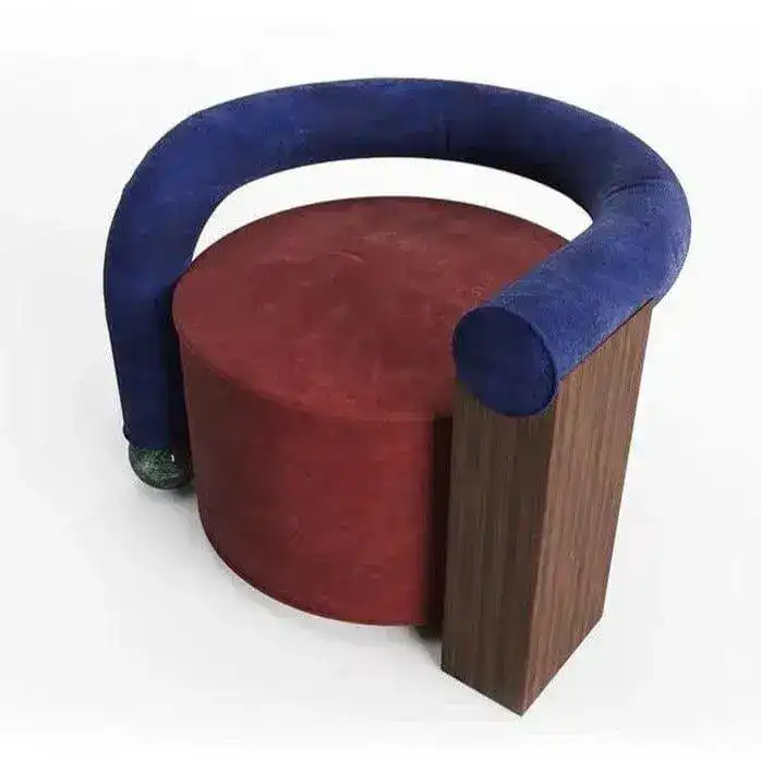 Sabrina Curved Velvet Wooden Luxurious Lounge Chair - Image 6
