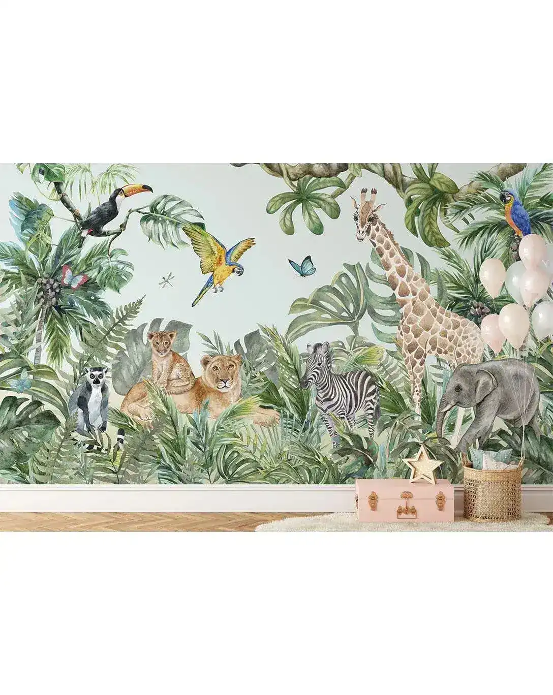 Safari Jungle Exotic Animals Kids Room Wall Mural - Image 3