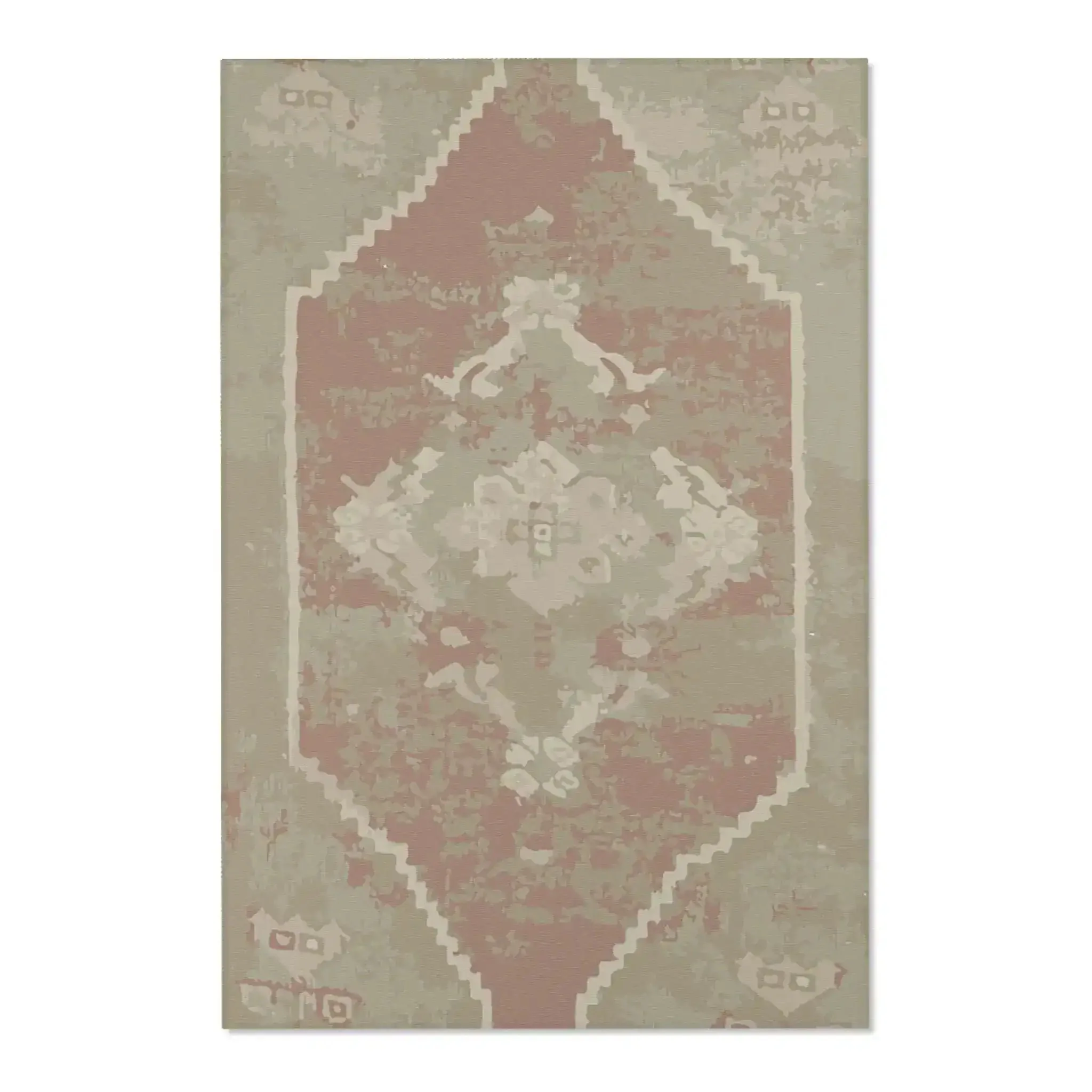 Sage and Terracotta Vintage Diamond Accent Rug - Image 3