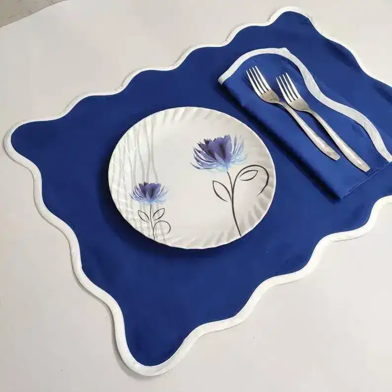 Scallop Trim Cotton Placemats and Napkins - Image 3