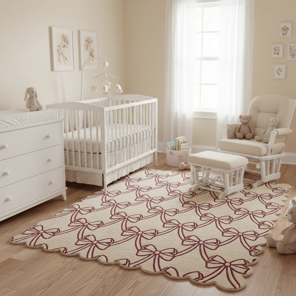 Scalloped Bow Hand Tufted Wool Rug - Image 2