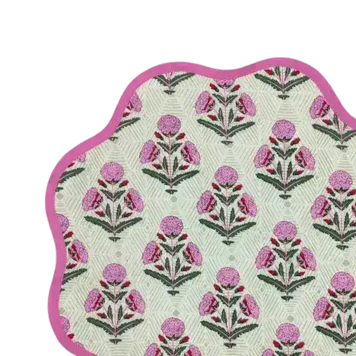 Scalloped Pink Roses Round Placemats - Image 2