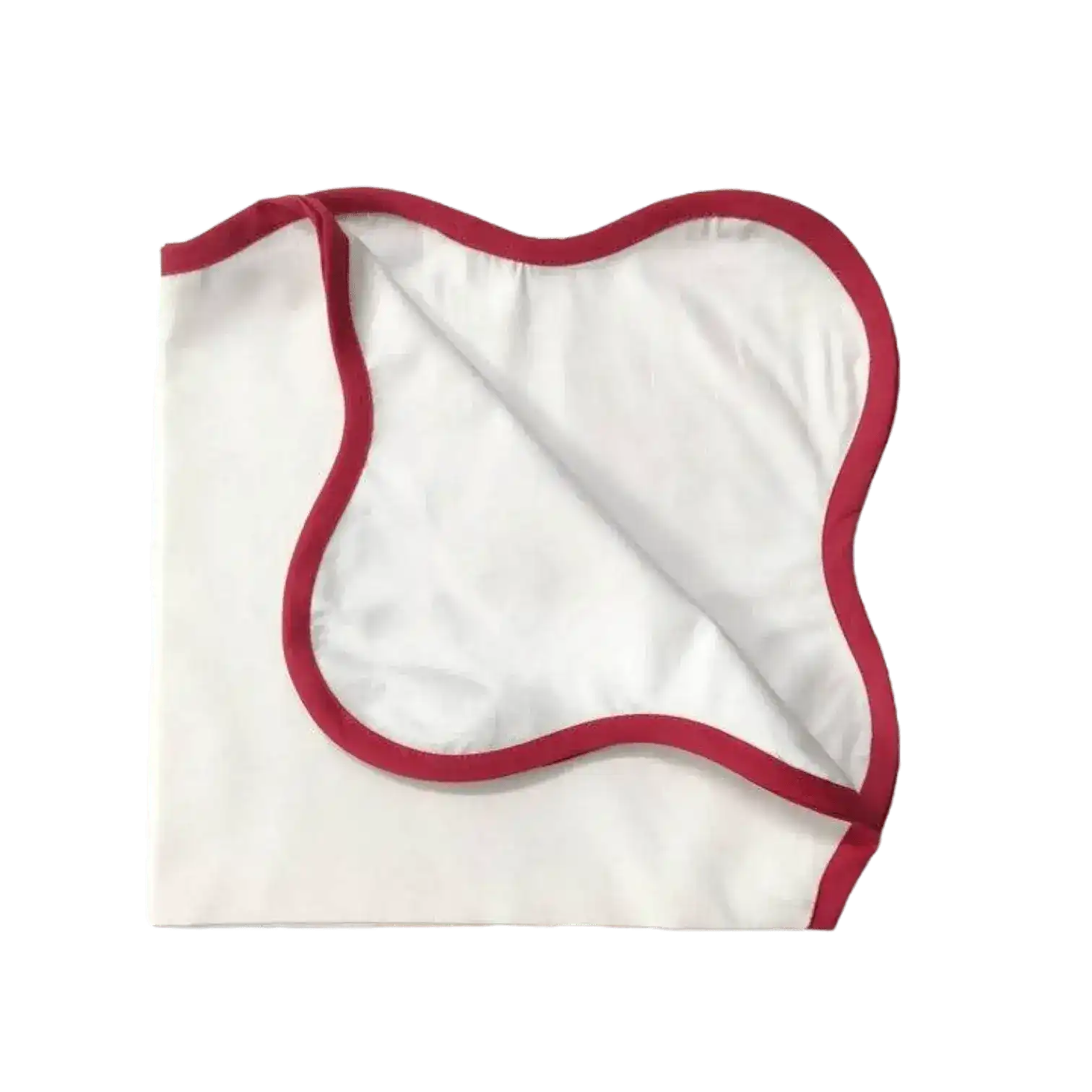 Scalloped Plain White Napkins with Colored Trim - Image 3