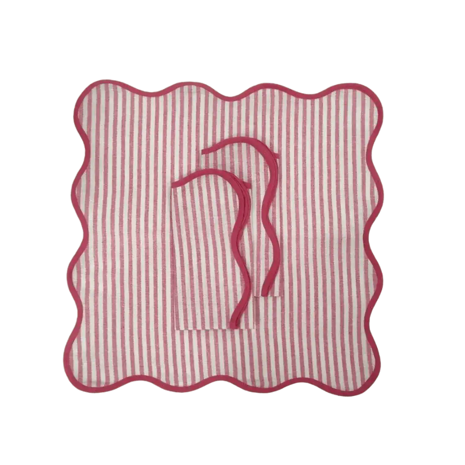 Scalloped Stripe Cotton Napkins - Set of 4 - Image 3