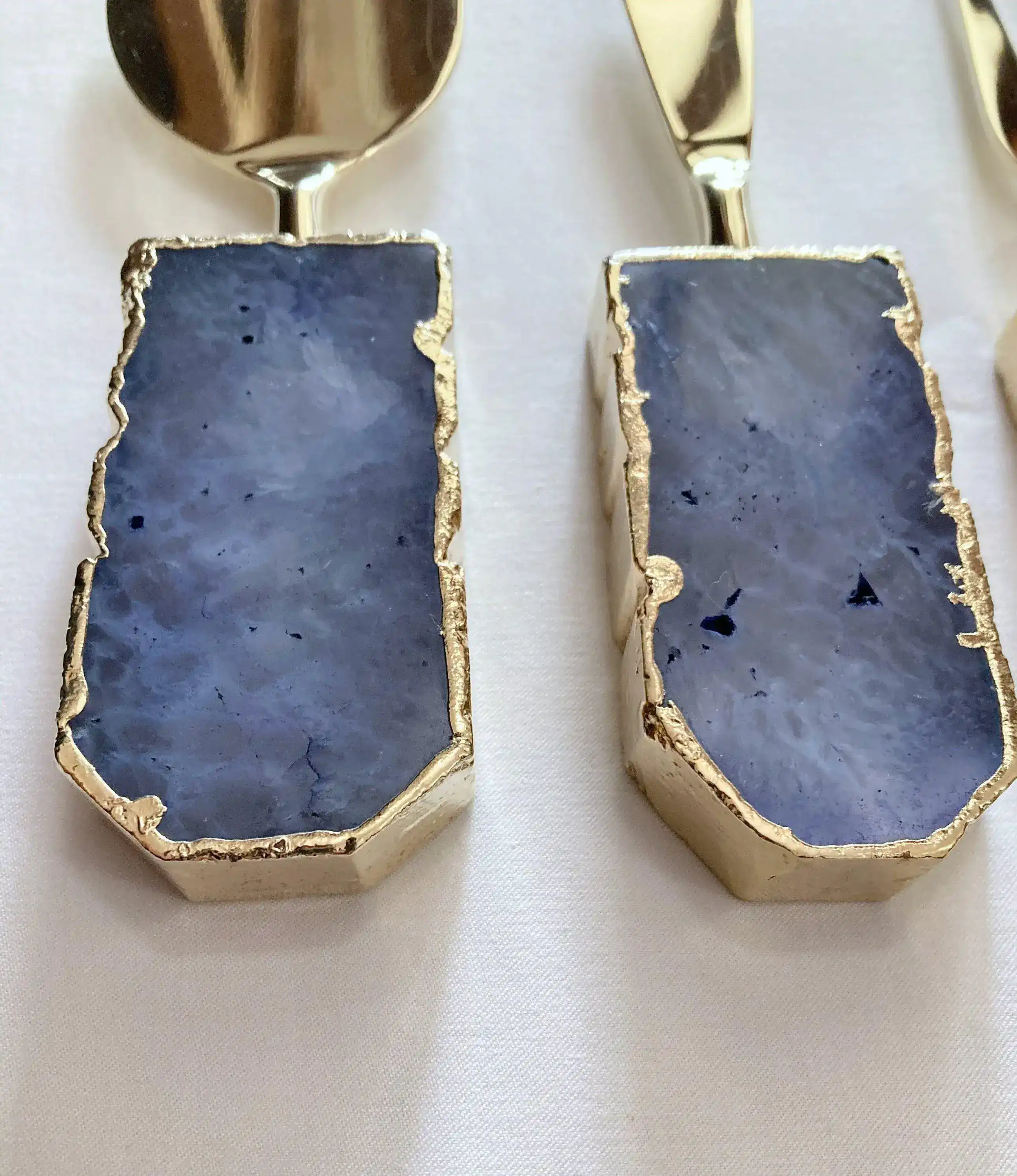 Set of 3 Light Ink Blue Agate Cheese Knives Spreaders - Image 4