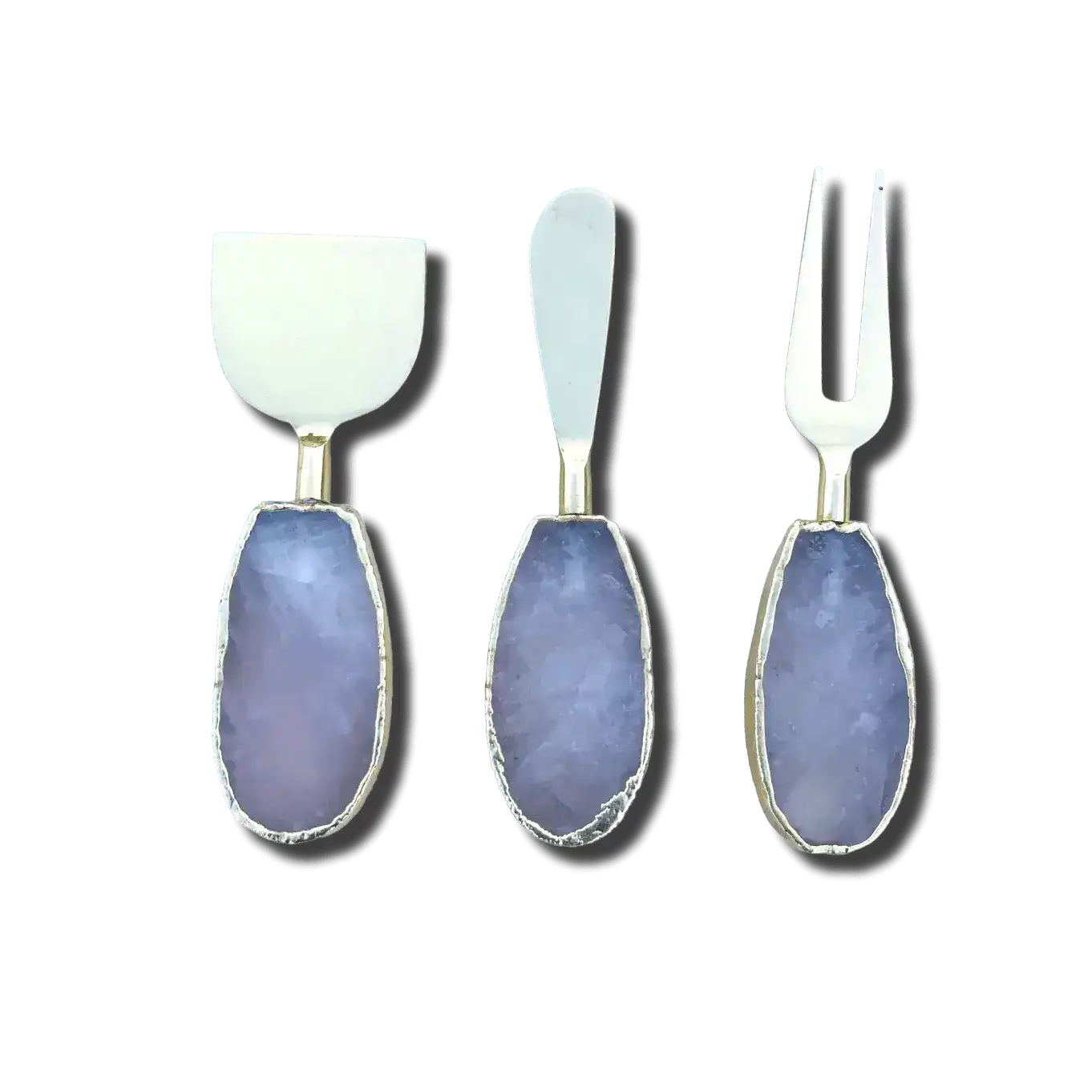 Set of 3 Rose Quartz Cheese Knives Spreaders - Image 3