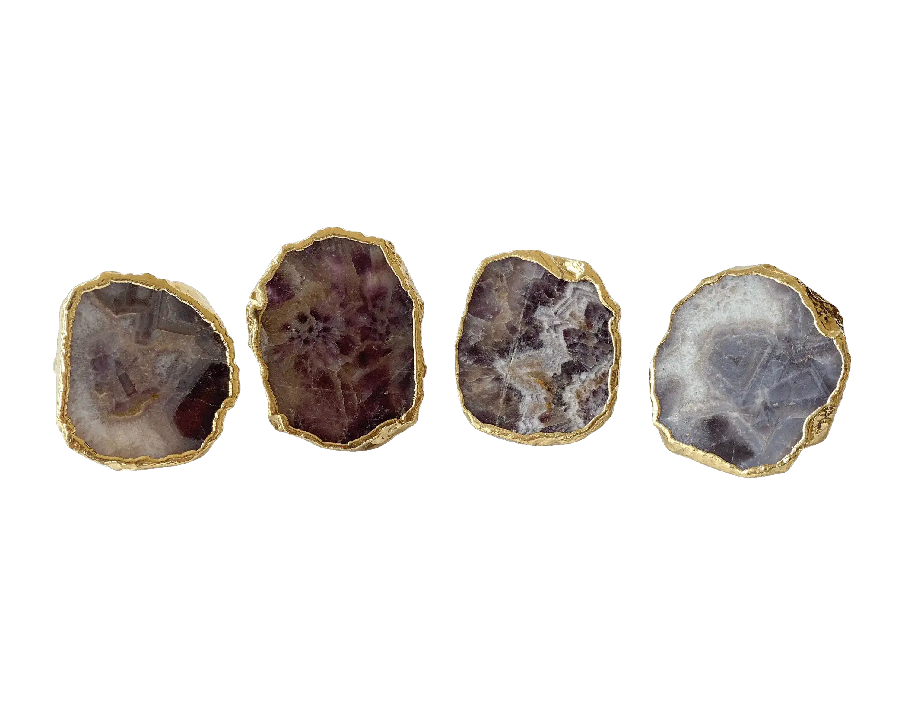 Set of 4 Hand Rounded Amethyst Agate Napkin Rings - Image 4
