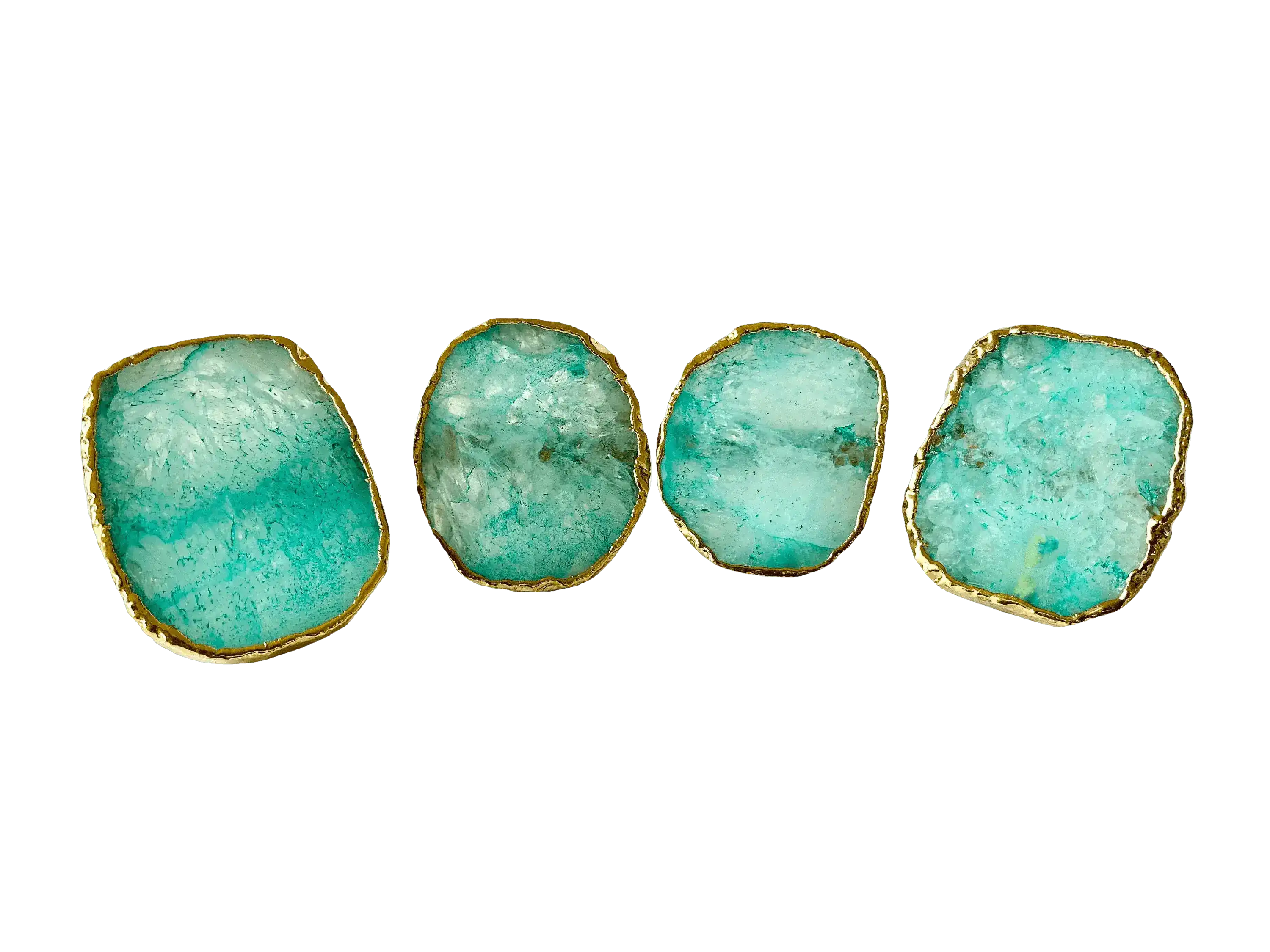 Set of 4 Hand Rounded Aqua Agate Napkin Rings - Image 5