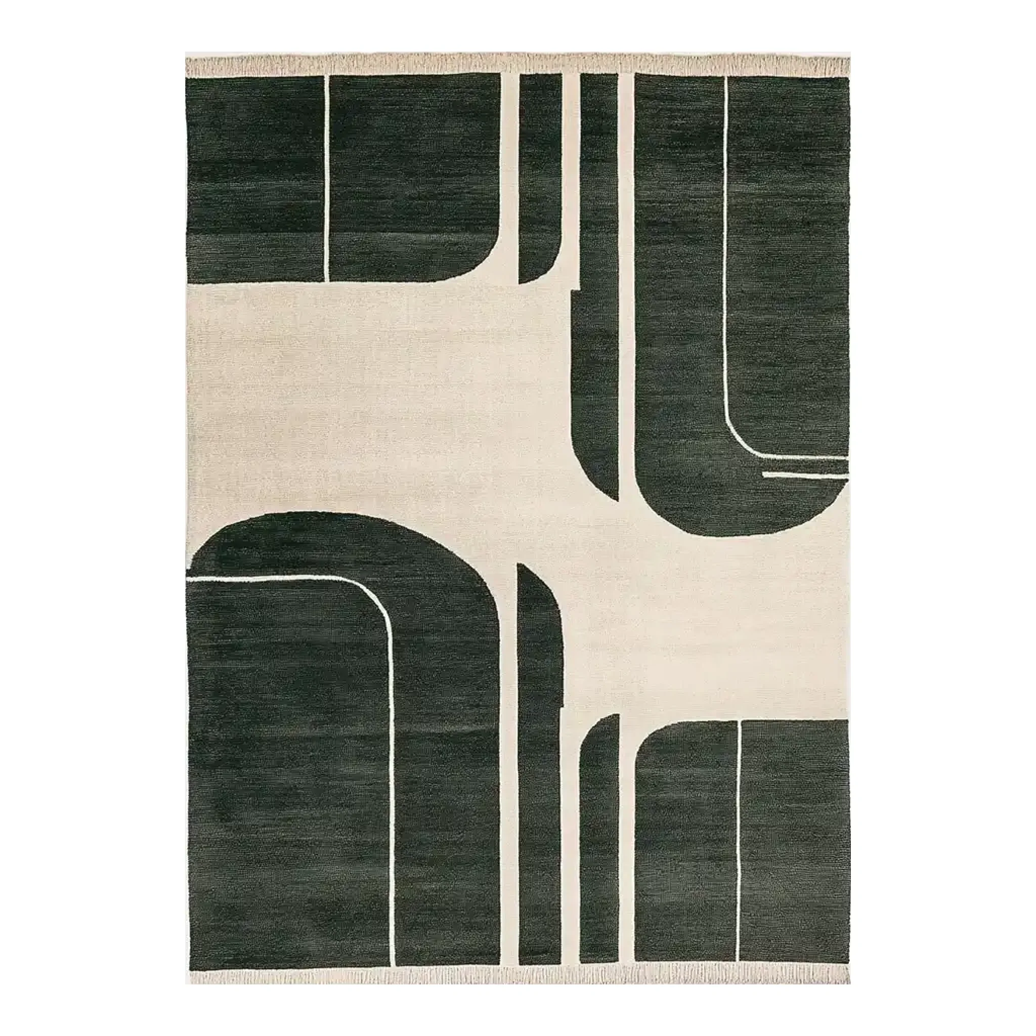 Shadowed Grid Harmony Knotted Wool Rug