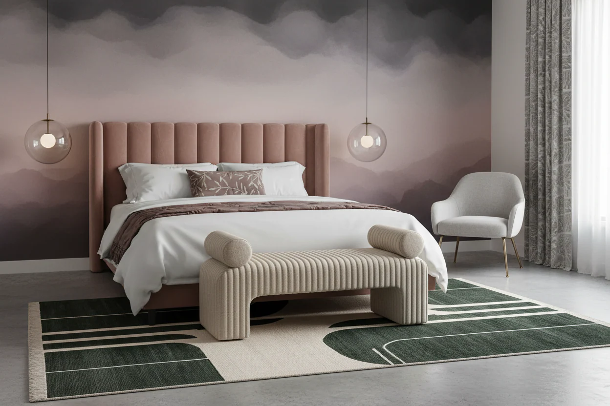 Shadowed Grid Harmony Knotted Wool Rug - Image 2