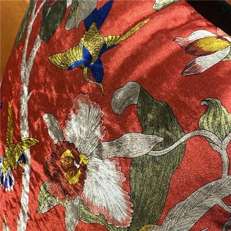 Shiny Velvet Scarlet Aviary Red Pillow Cover - Image 6