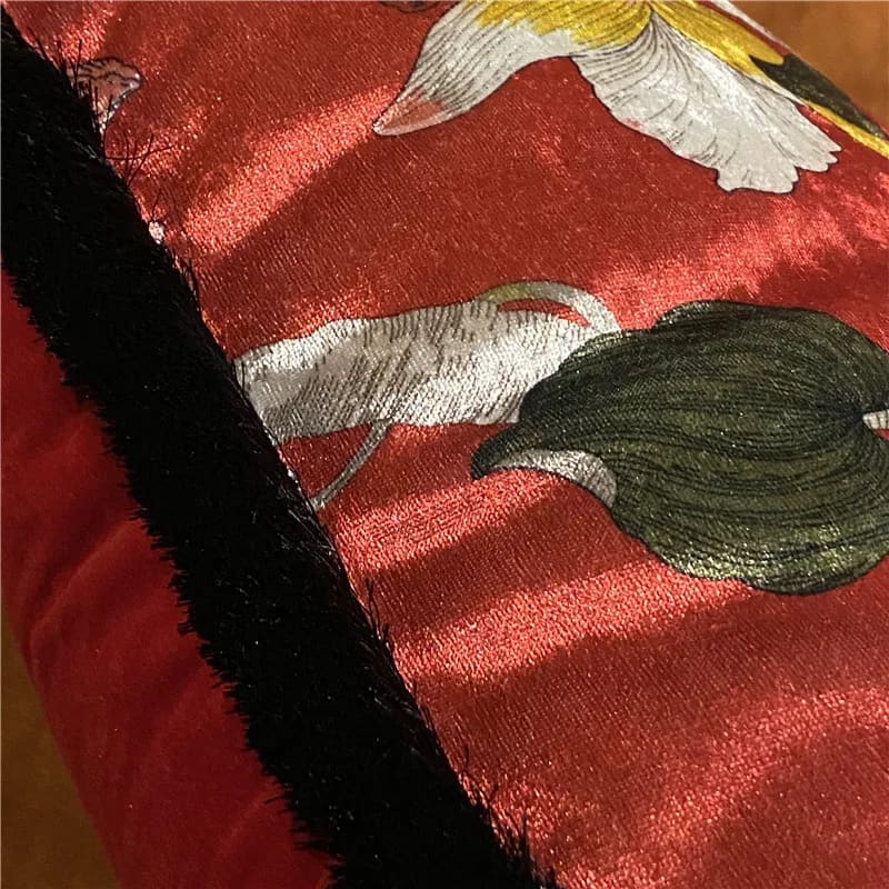 Shiny Velvet Scarlet Aviary Red Pillow Cover - Image 8