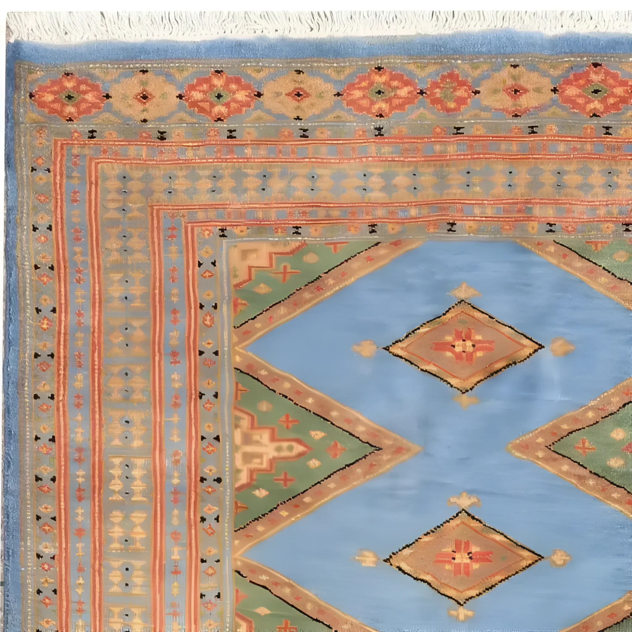 Sky Blue Java Kingdom Hand Knotted Area Rug - Image 5