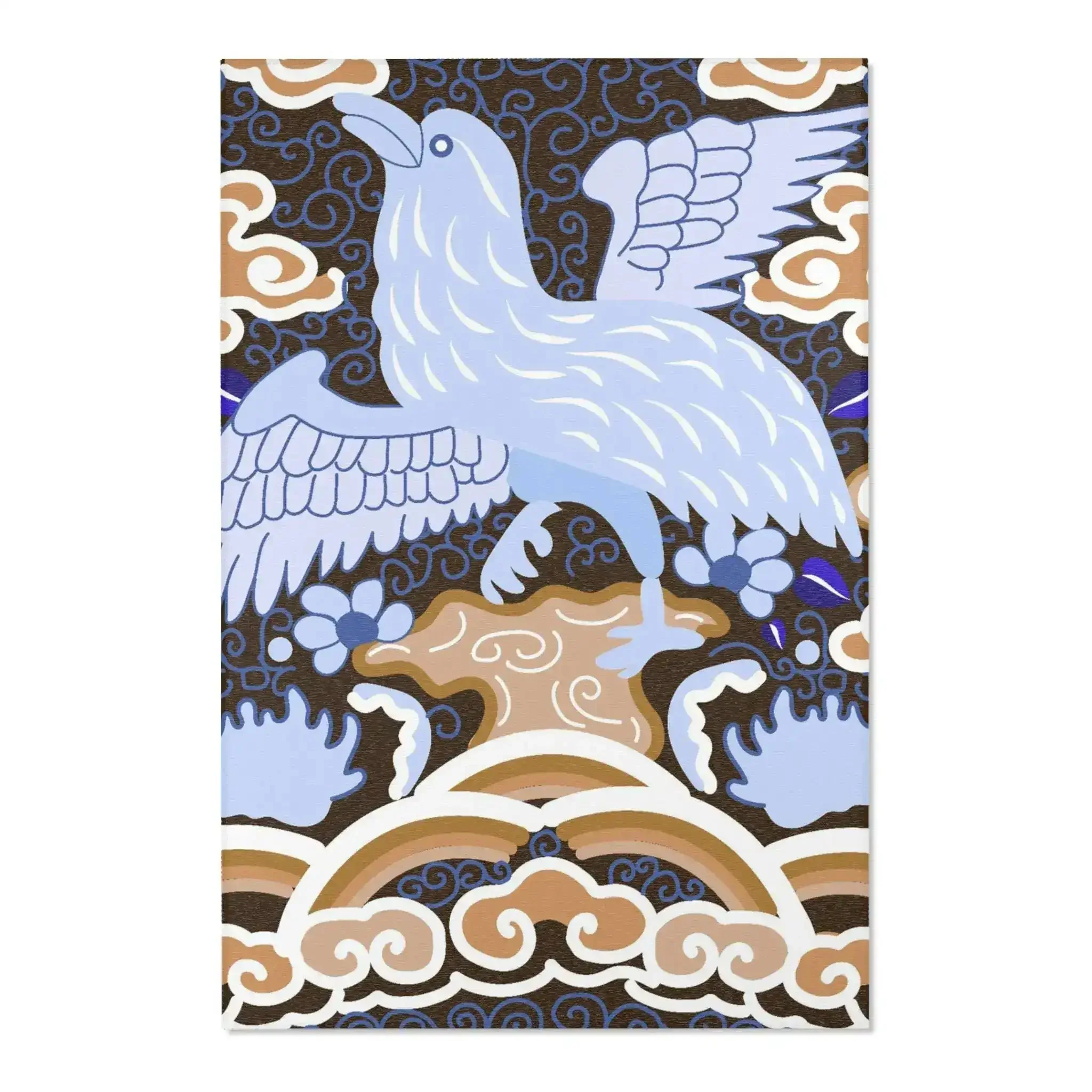 Sky Blue Phoenix with Golden Clouds Accent Rug - Image 3