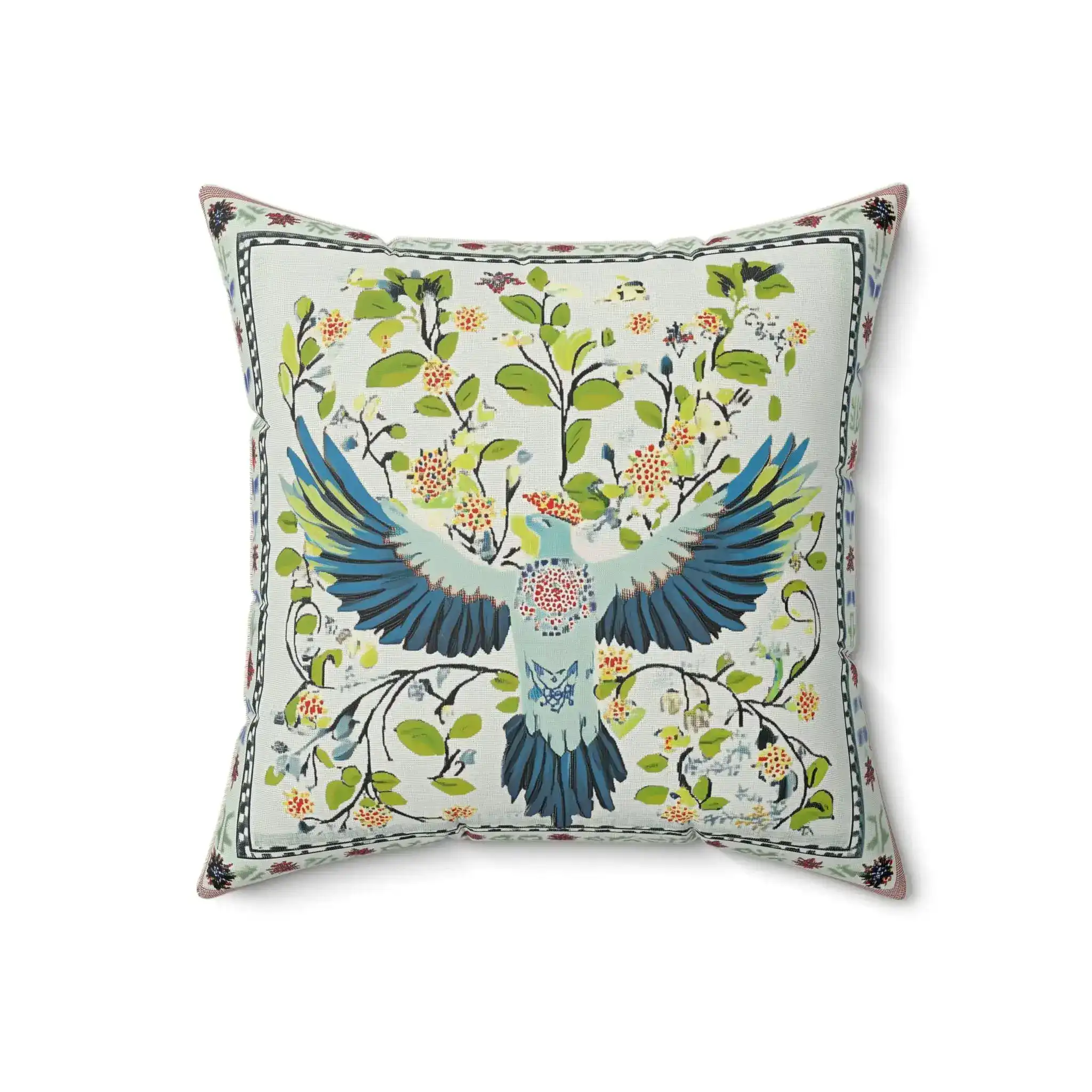 Skyward Blossom Bird Throw Pillow - Image 5
