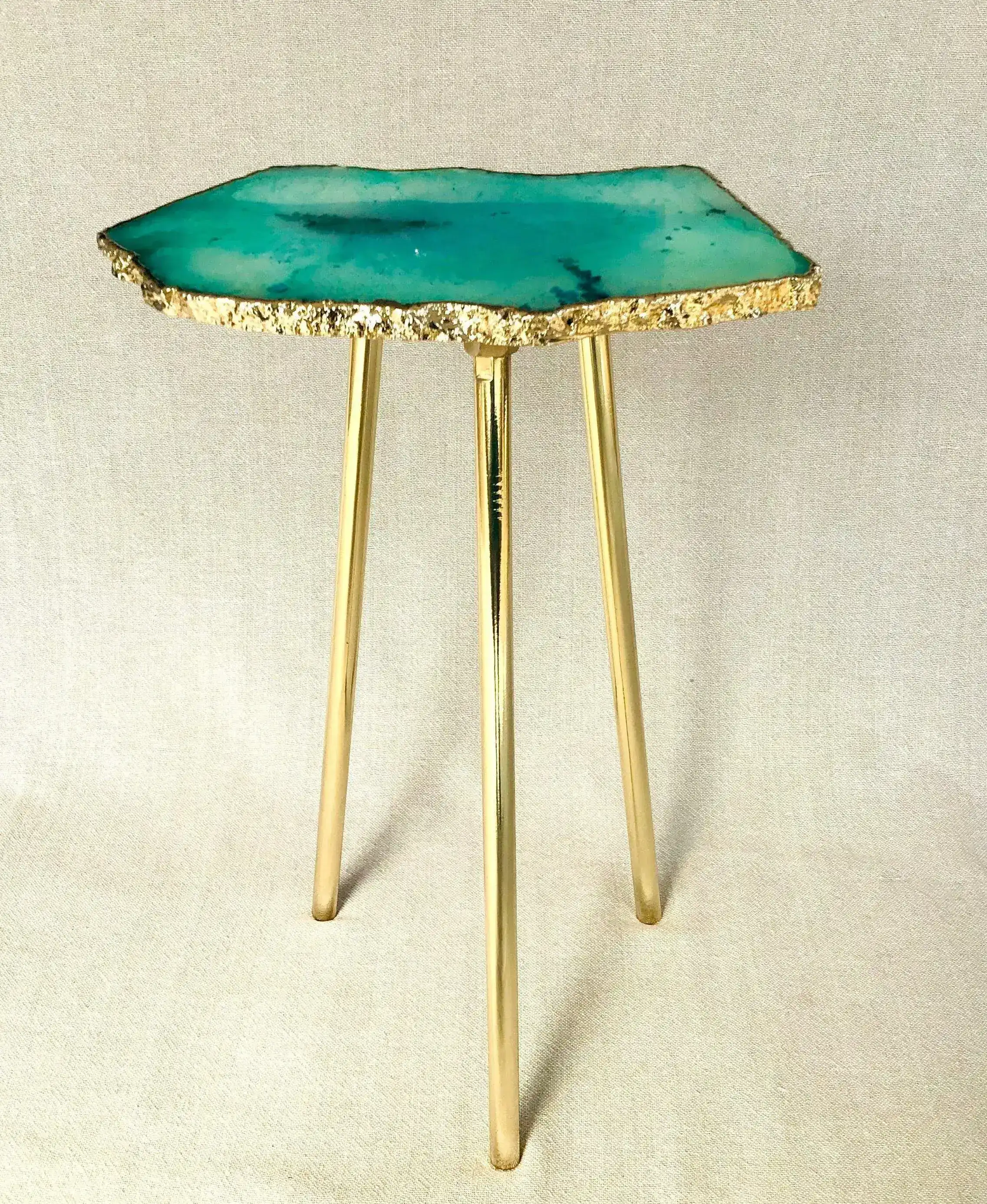 Small Aqua Agate Quartz Organic Edge Accent Table - Image 7