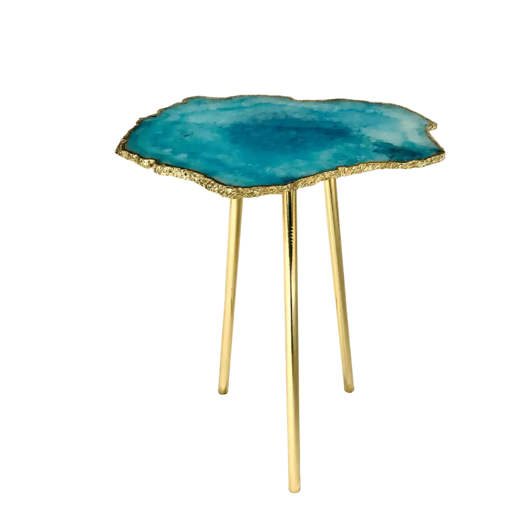 Small Blue Agate Quartz Organic Edge Accent Table