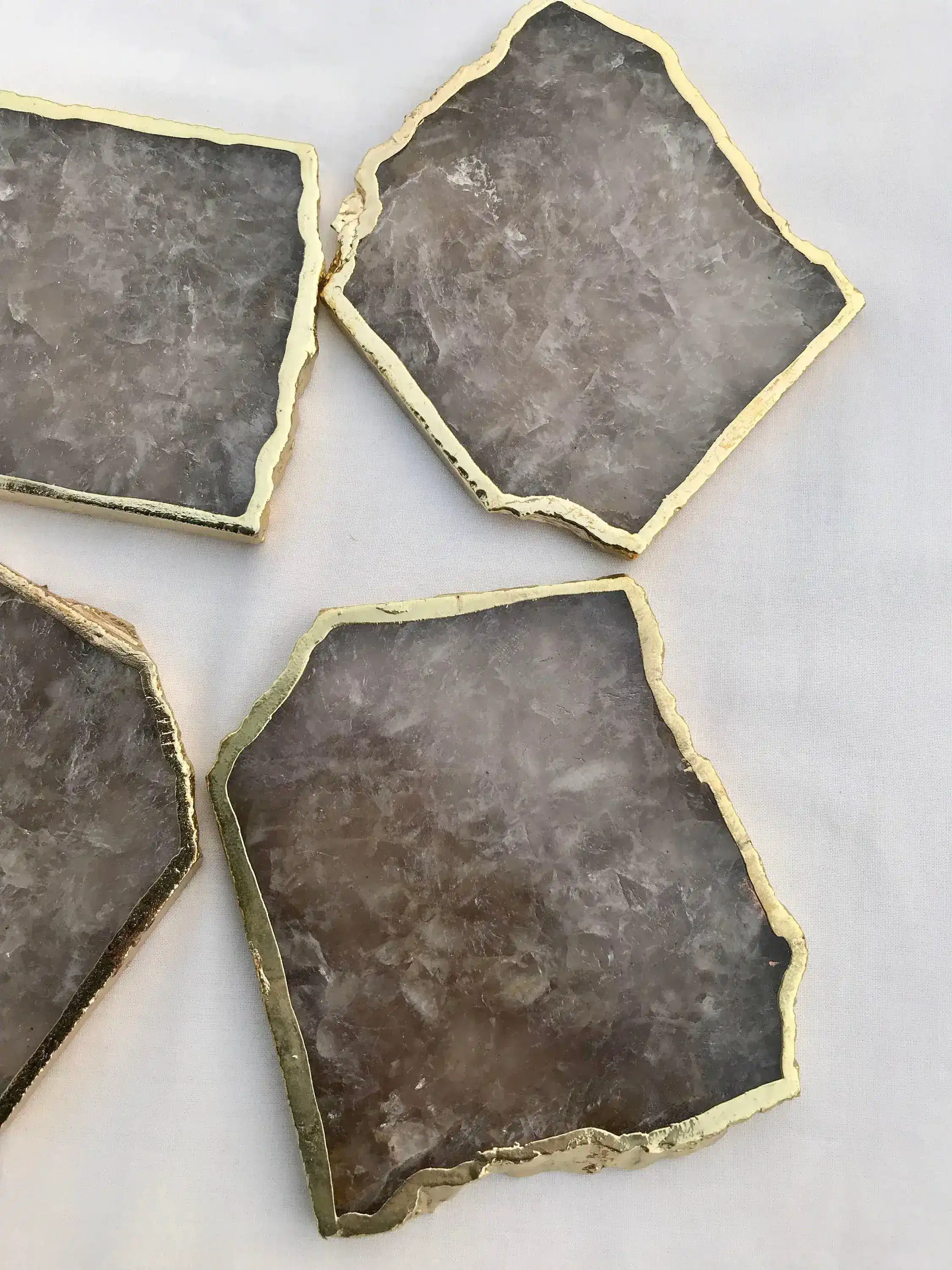 Smoky Grey Agate Quartz Coasters - Set of 4 - Image 3