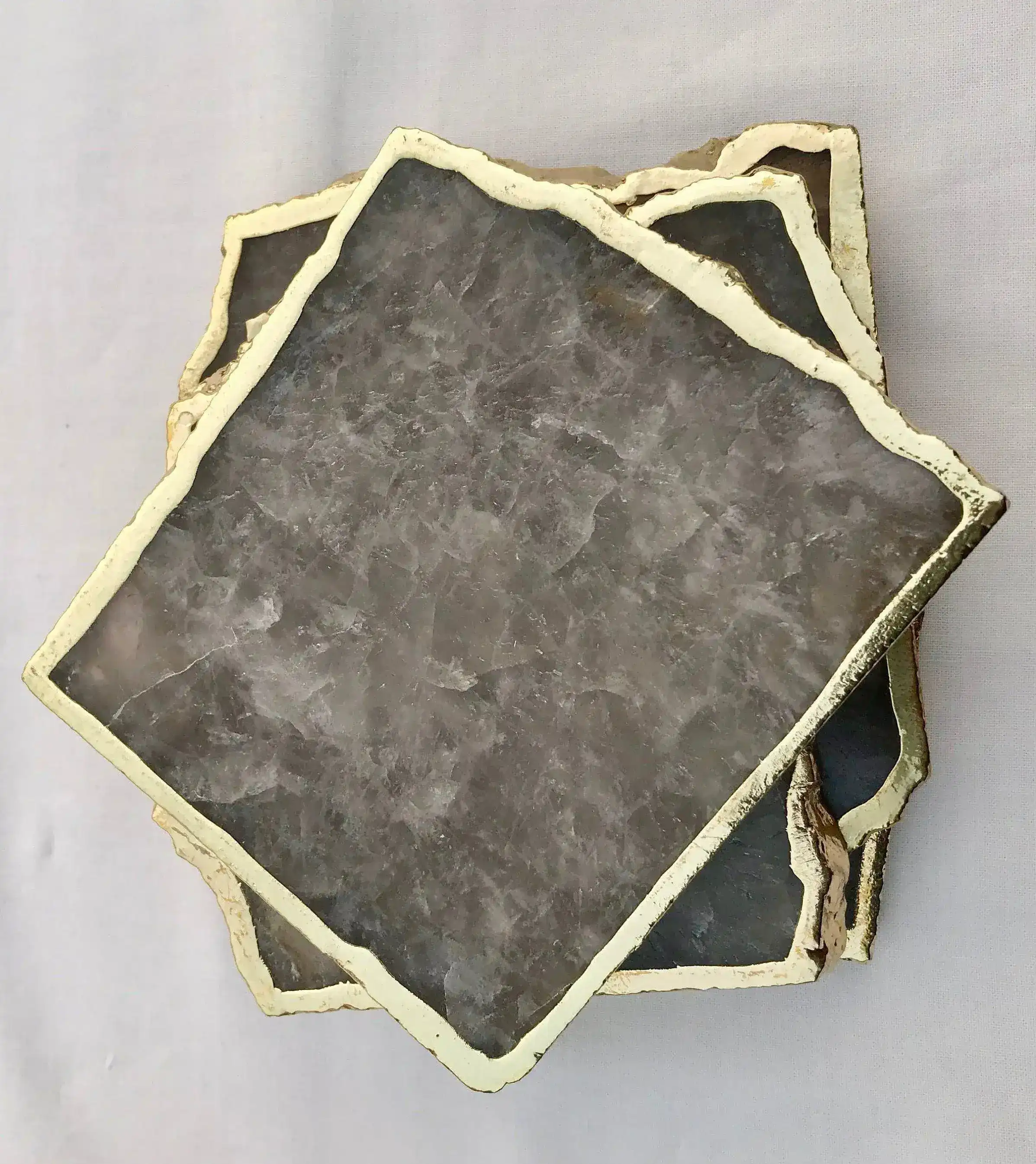 Smoky Grey Agate Quartz Coasters - Set of 4 - Image 4