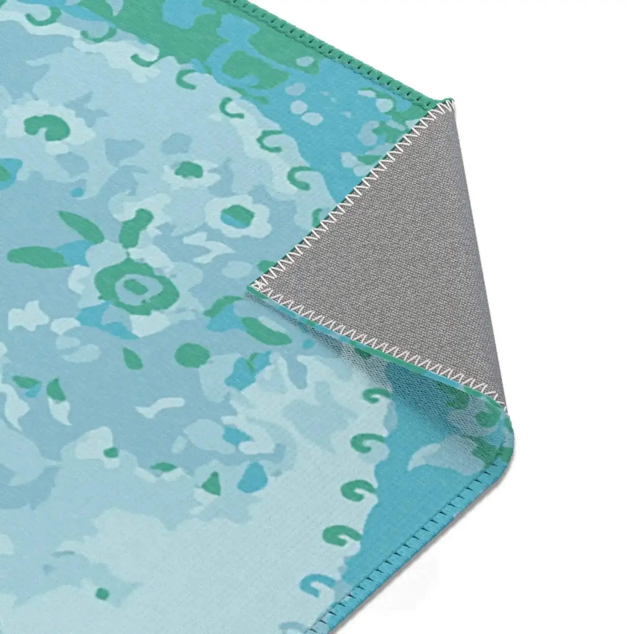 Soft Aqua Floral Oval Accent Rug - Image 5