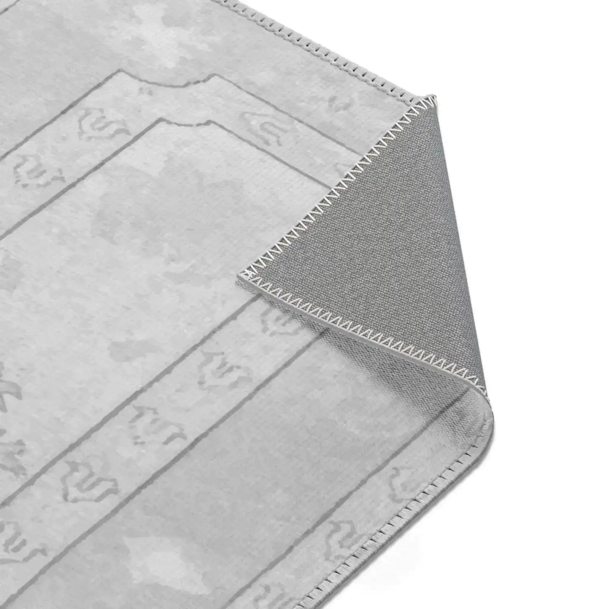 Soft Gray & White Minimalist Medallion Accent Rug - Image 6