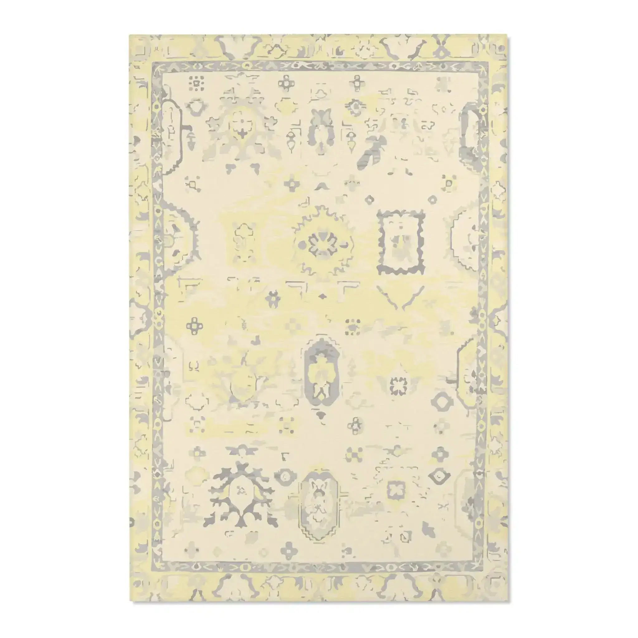 Soft Ivory & Gray Vintage Medallion Accent Rug - Image 3