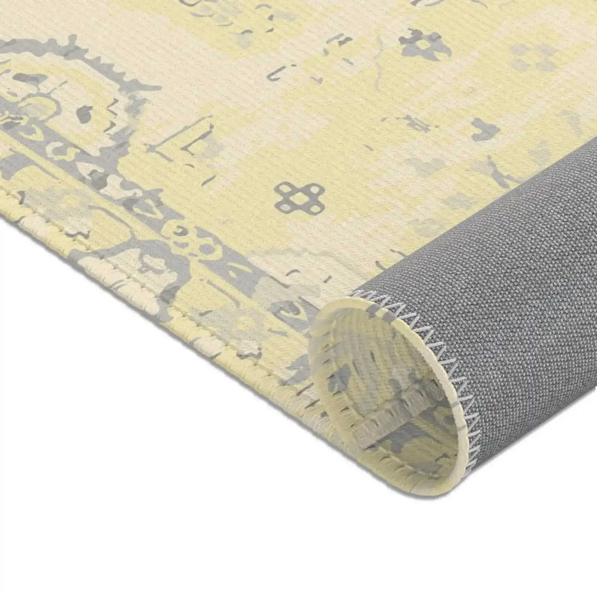 Soft Ivory & Gray Vintage Medallion Accent Rug - Image 7