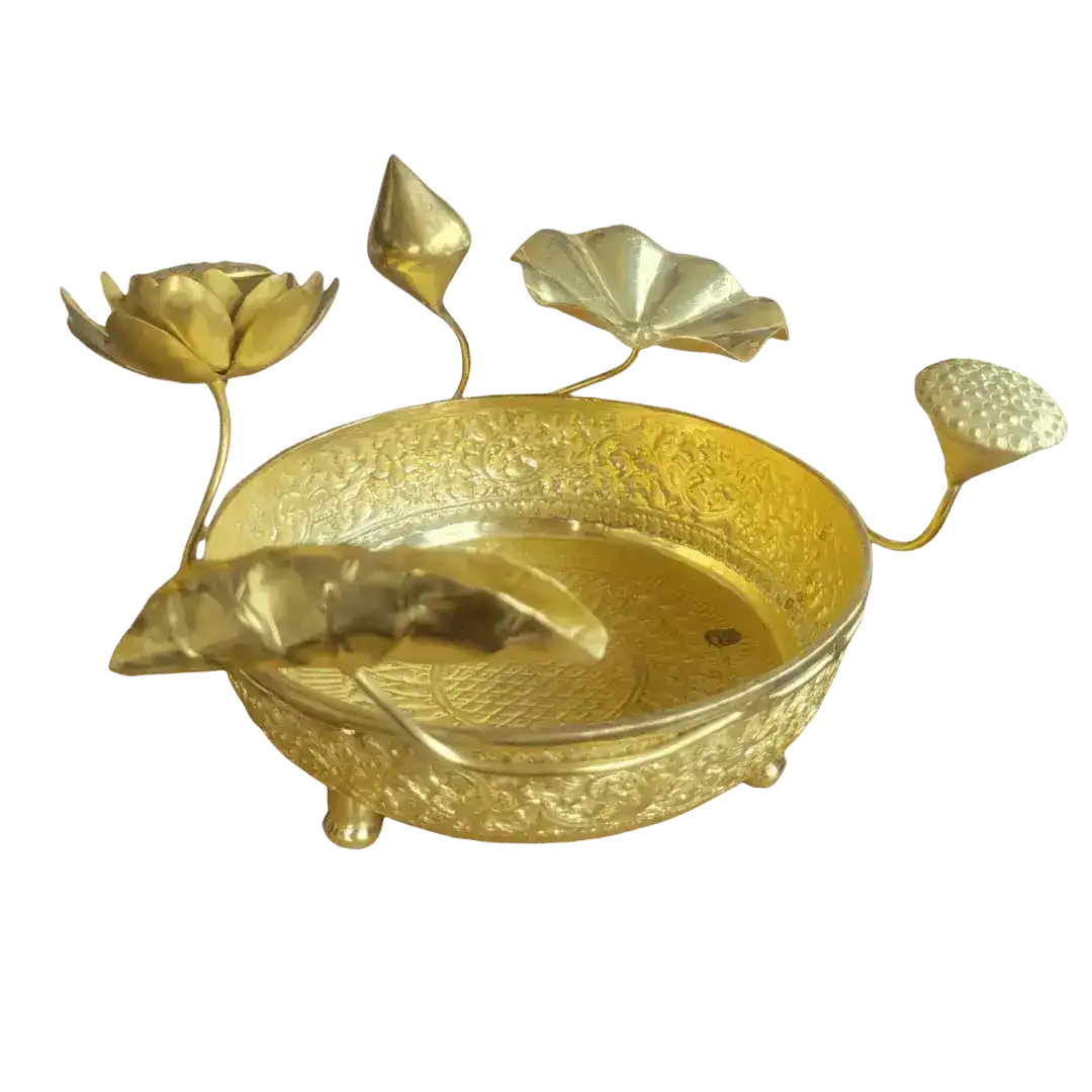 Solid Brass 3D Lotus Legged Bowl - Image 4