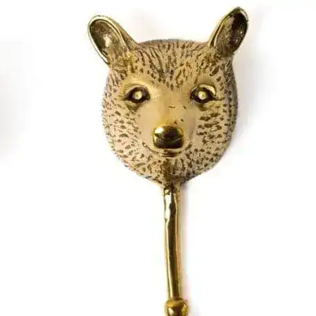 Solid Brass Bear Wall Hooks - 2 pcs - Image 2