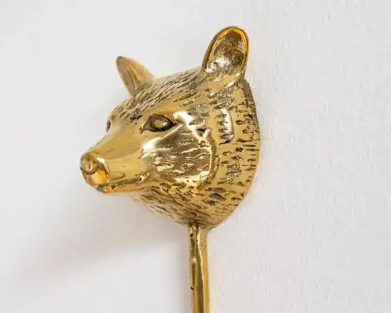 Solid Brass Bear Wall Hooks - 2 pcs - Image 5
