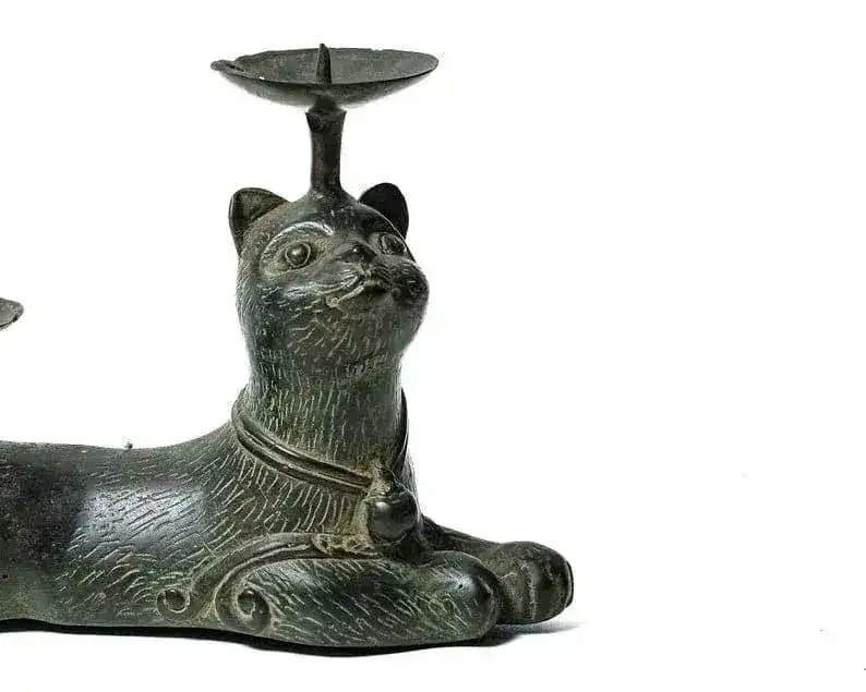 Solid Brass Cat Candle Holder - Image 3