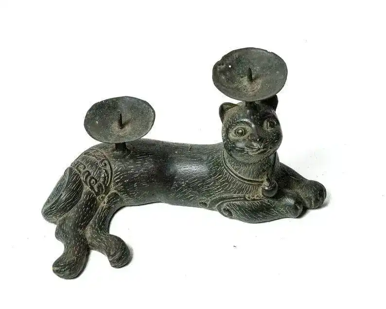 Solid Brass Cat Candle Holder - Image 7