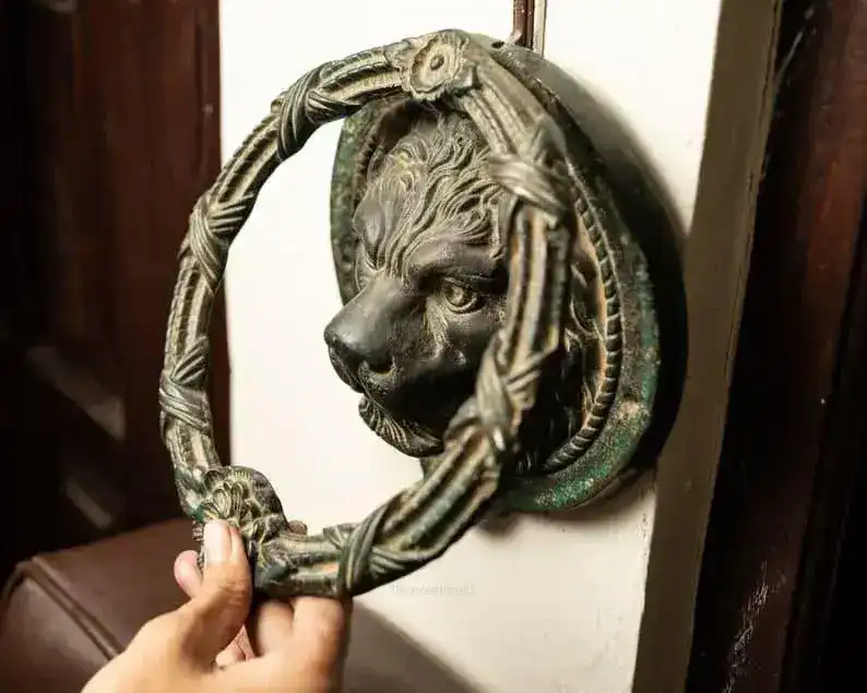 Solid Brass Classic Lion Head Door Knocker - Image 6