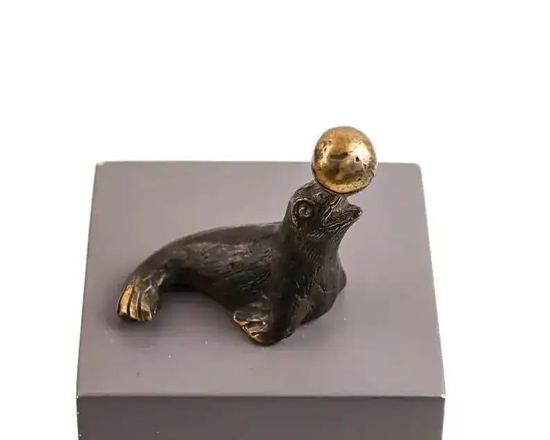 Solid Brass Dolphin and Ball Miniature Figurine - Image 5