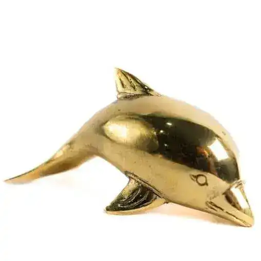 Solid Brass Dolphin Miniature Figurine - Image 2