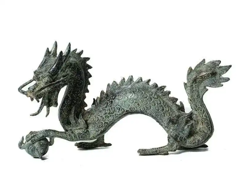 Solid Brass Dragon and Ball Statue - Image 6