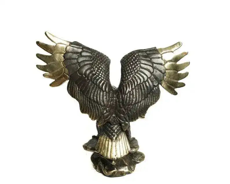 Solid Brass Eagle Sculpture on Marble Base - Image 2