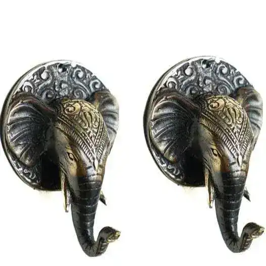 Solid Brass Elephant Head Wall Hook - Image 3