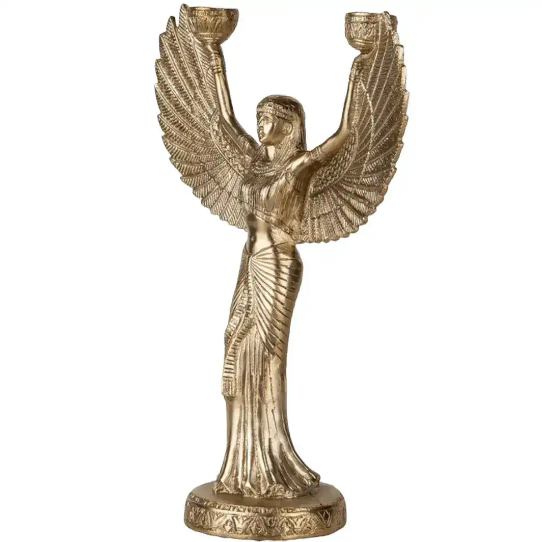 Solid Brass ISIS Egyptian Goddess Candelabra Candle Holder - Image 3