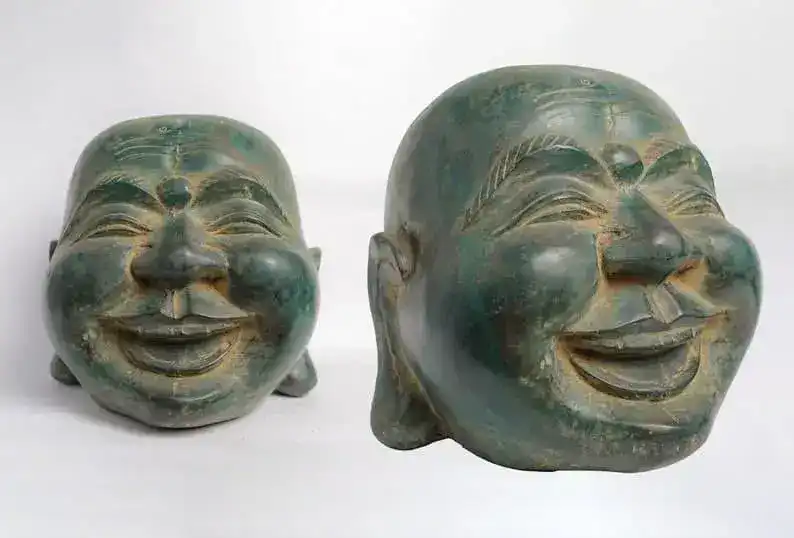 Solid Brass Lucky Chinese Buddha Head - Image 2