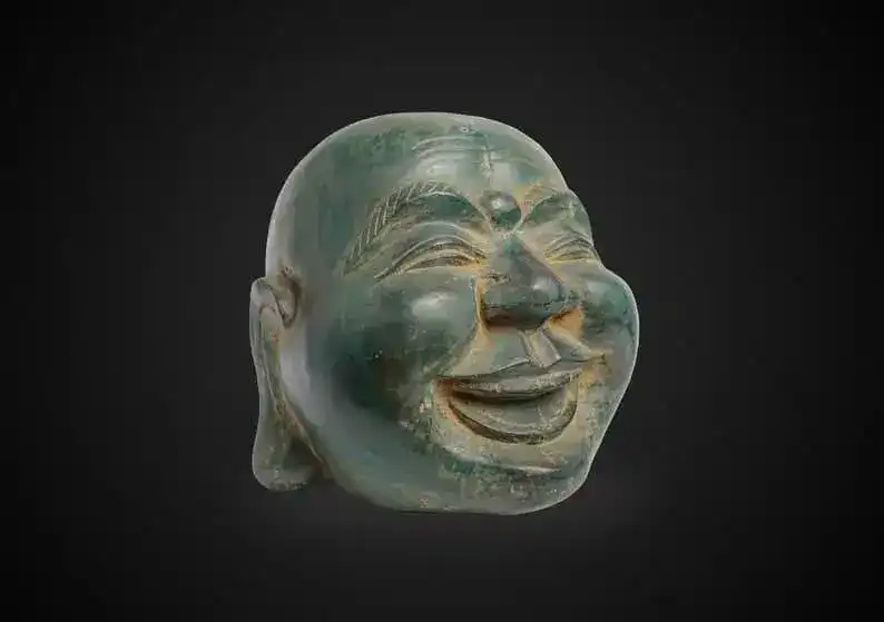 Solid Brass Lucky Chinese Buddha Head - Image 3