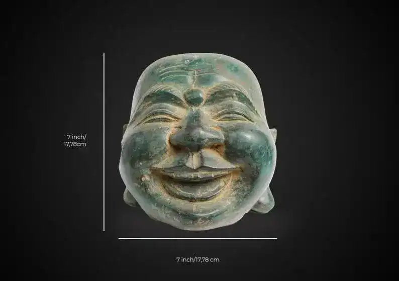 Solid Brass Lucky Chinese Buddha Head - Image 4