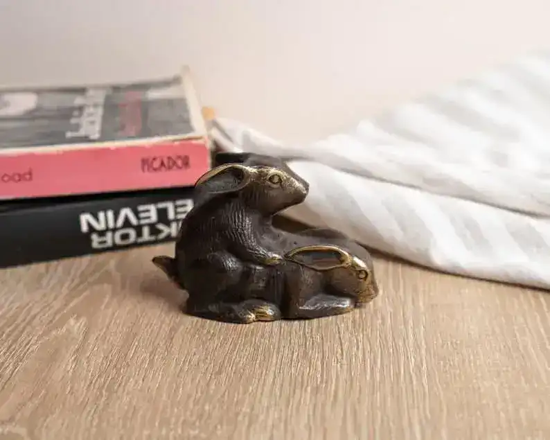 Solid Brass Making-Love Rabbits Figurine - Image 6